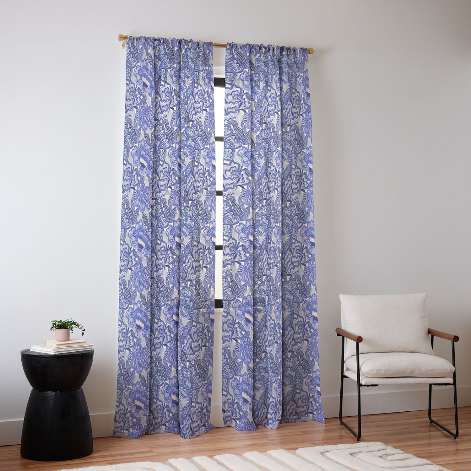 carriecantwell French Country Blue Floral Sheer Non Repeat