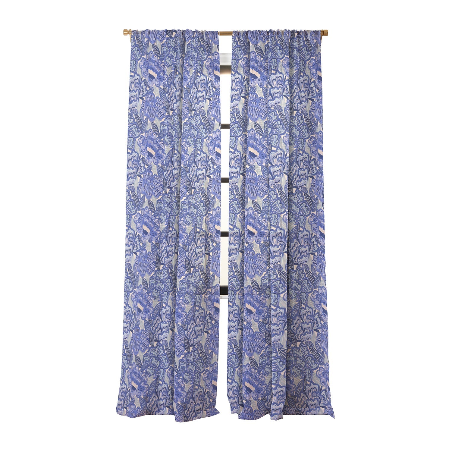 carriecantwell French Country Blue Floral Sheer Non Repeat