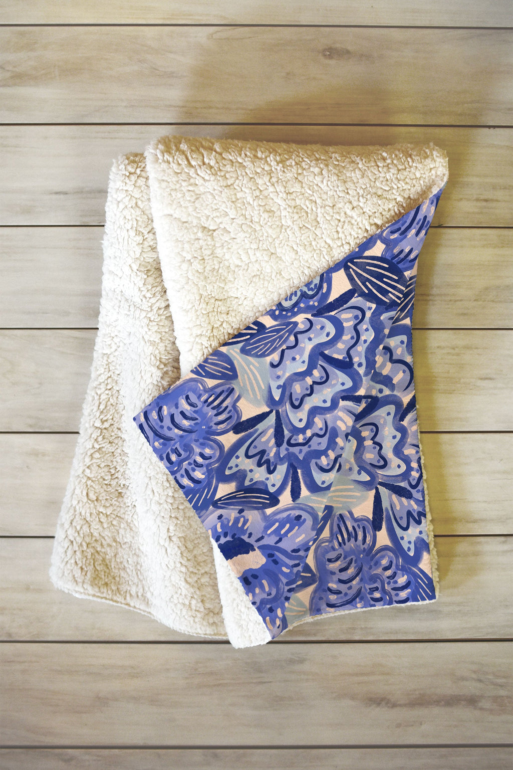 carriecantwell French Country Blue Floral Fleece Throw Blanket
