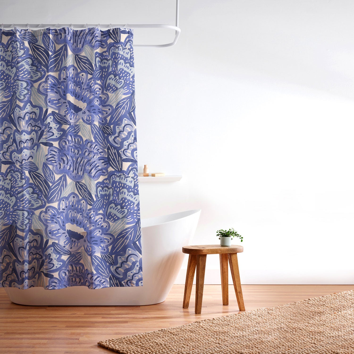 carriecantwell French Country Blue Floral Shower Curtain