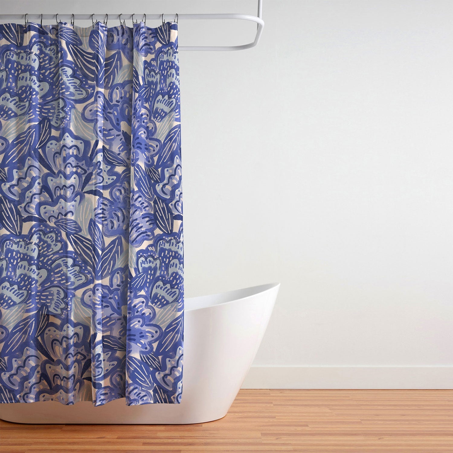 carriecantwell French Country Blue Floral Shower Curtain
