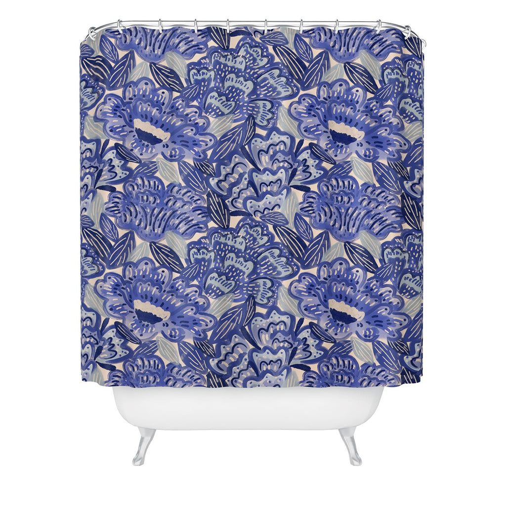 carriecantwell French Country Blue Floral Shower Curtain