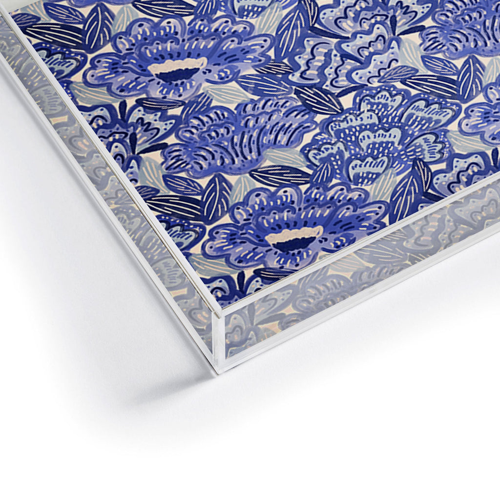 carriecantwell French Country Blue Floral Acrylic Tray