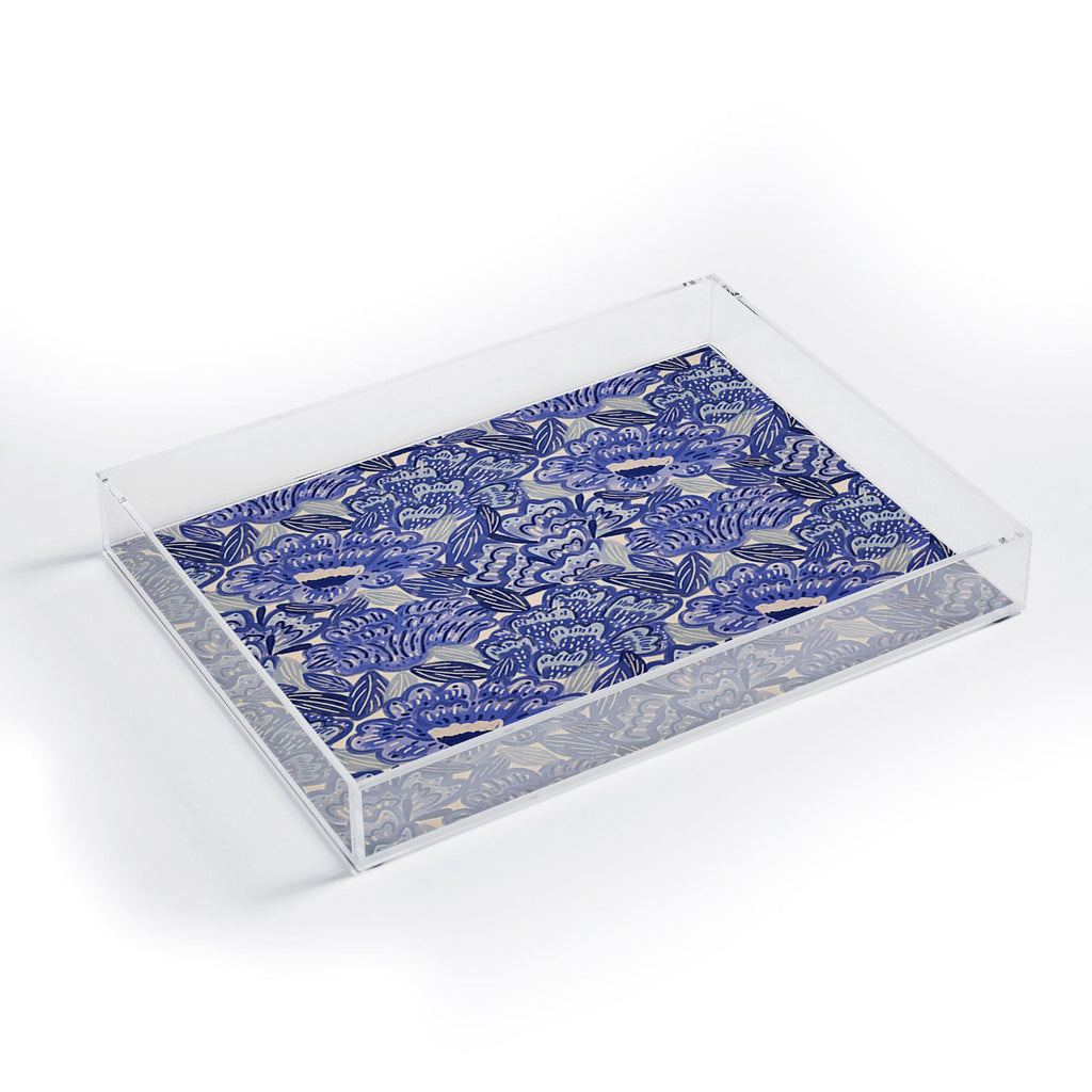 carriecantwell French Country Blue Floral Acrylic Tray