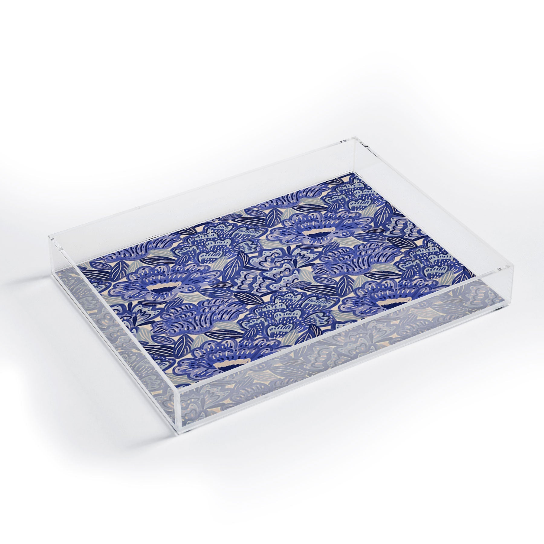 carriecantwell French Country Blue Floral Acrylic Tray
