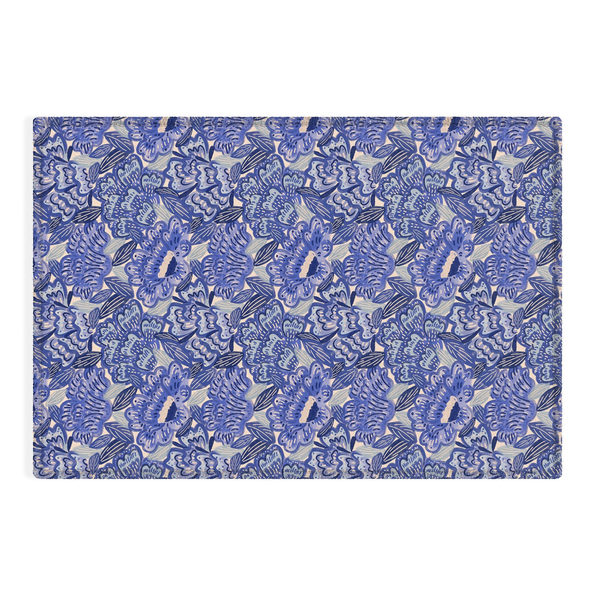 carriecantwell French Country Blue Floral Outdoor Rug