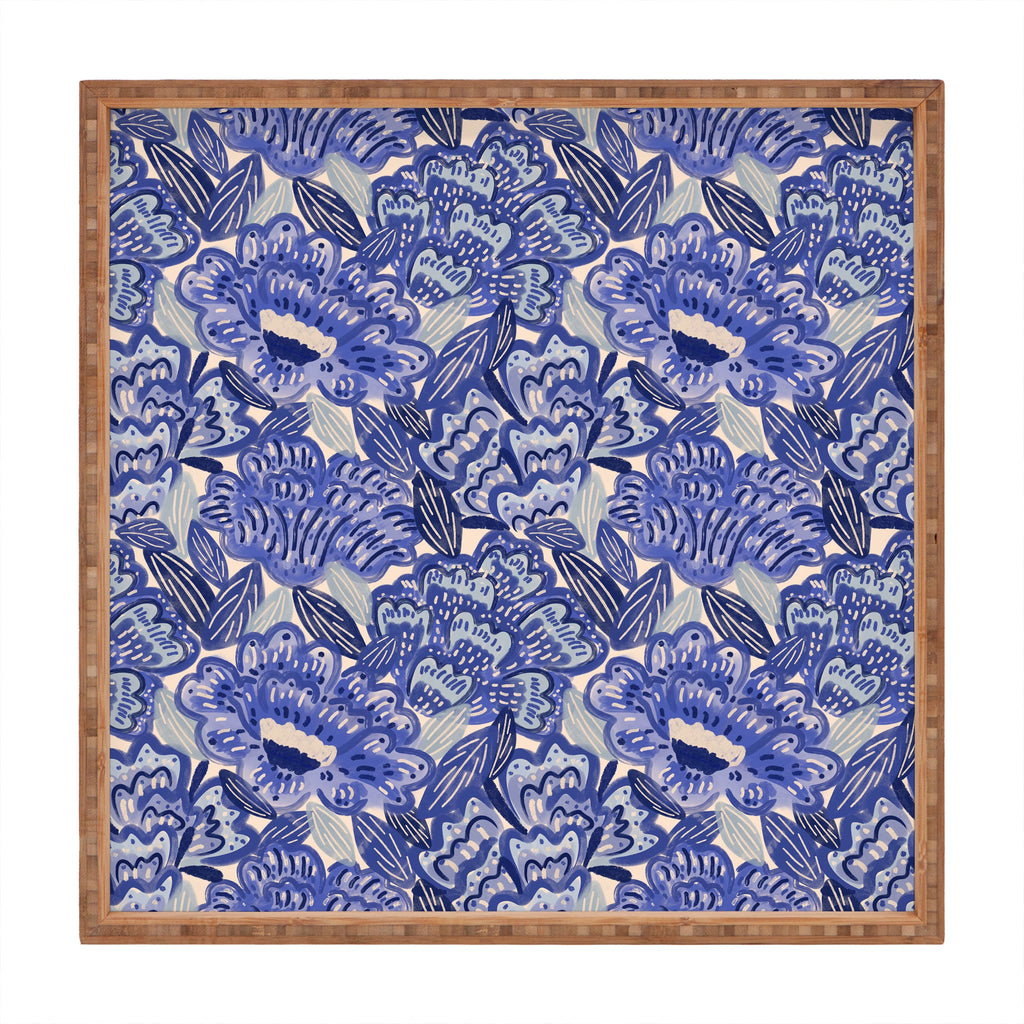 carriecantwell French Country Blue Floral Square Tray