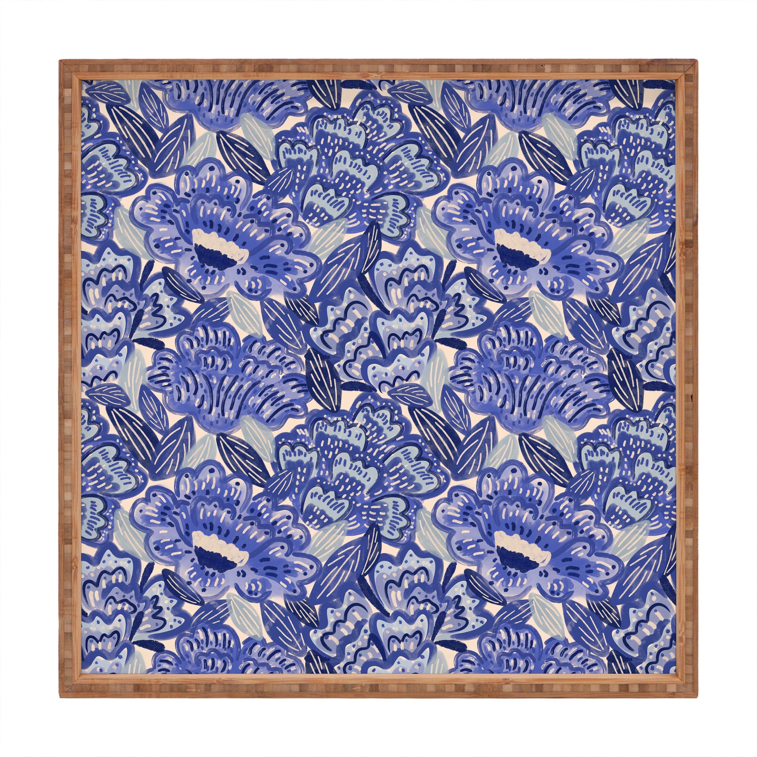 carriecantwell French Country Blue Floral Square Tray