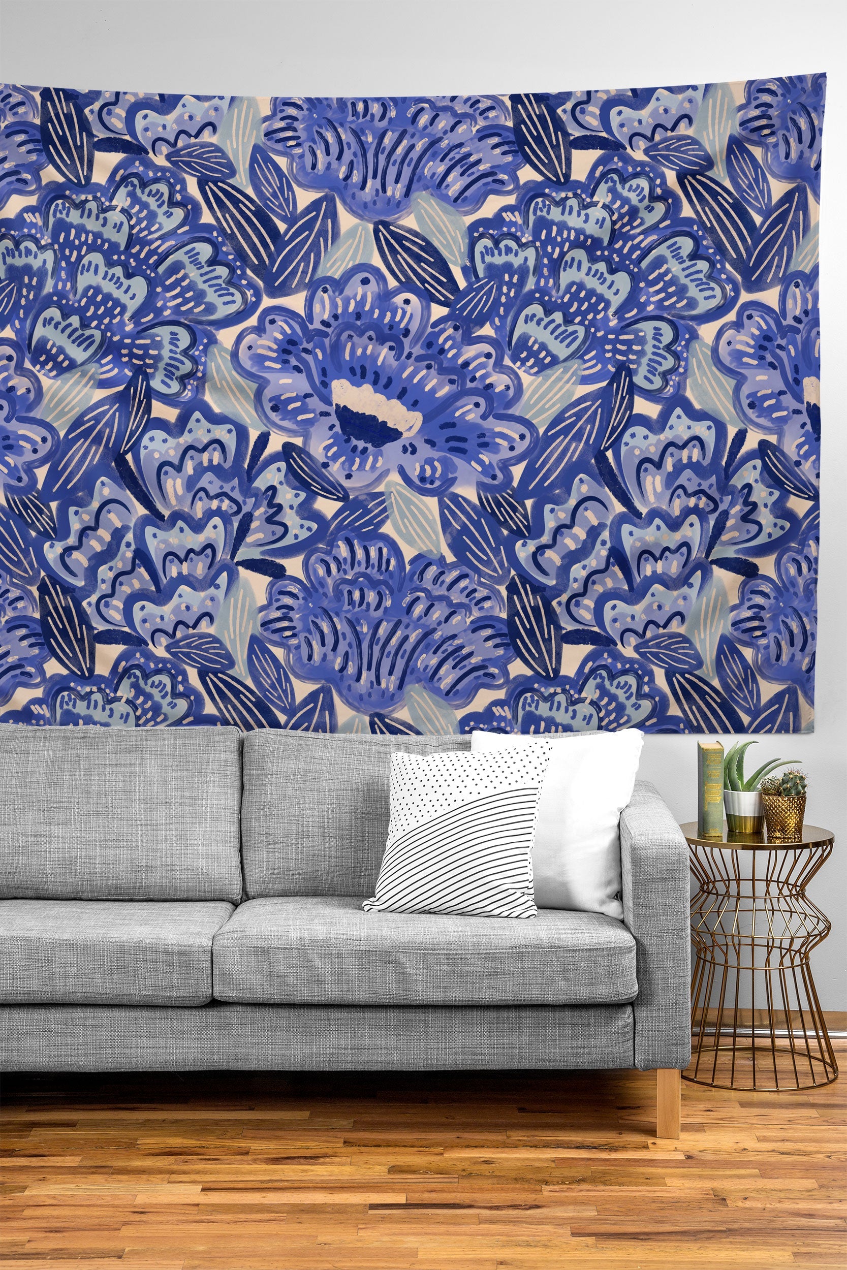 carriecantwell French Country Blue Floral Tapestry
