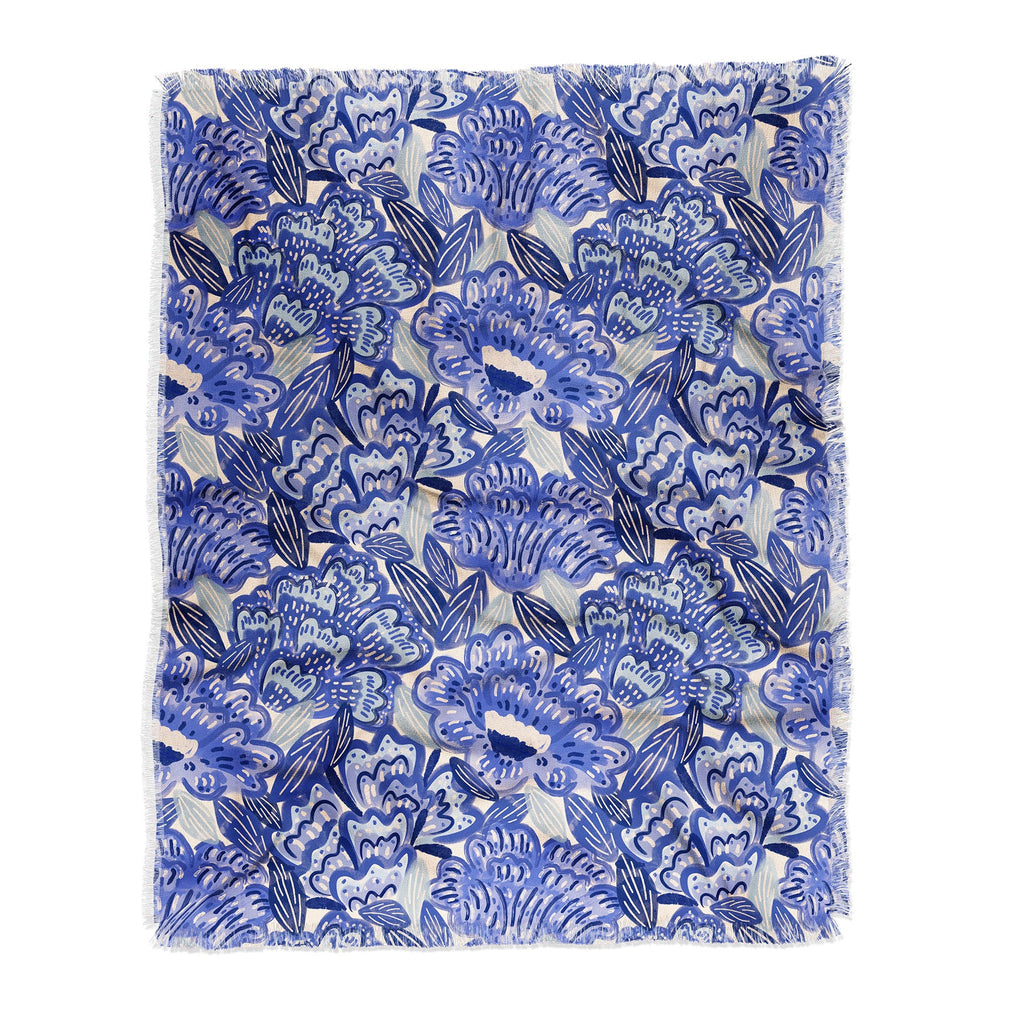 carriecantwell French Country Blue Floral Throw Blanket