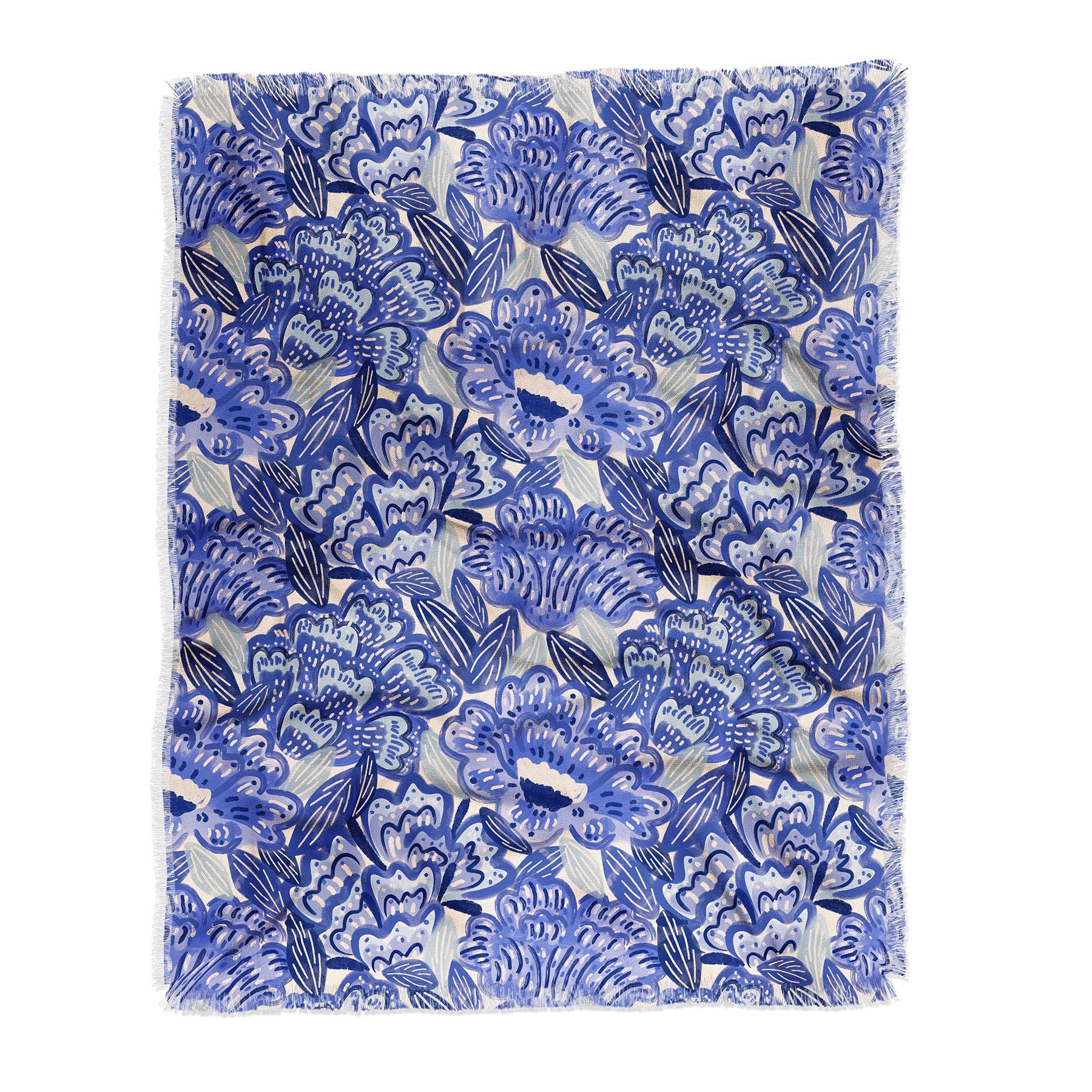 carriecantwell French Country Blue Floral Throw Blanket