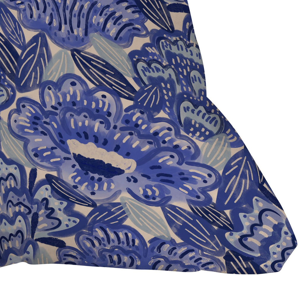 carriecantwell French Country Blue Floral Outdoor Throw Pillow