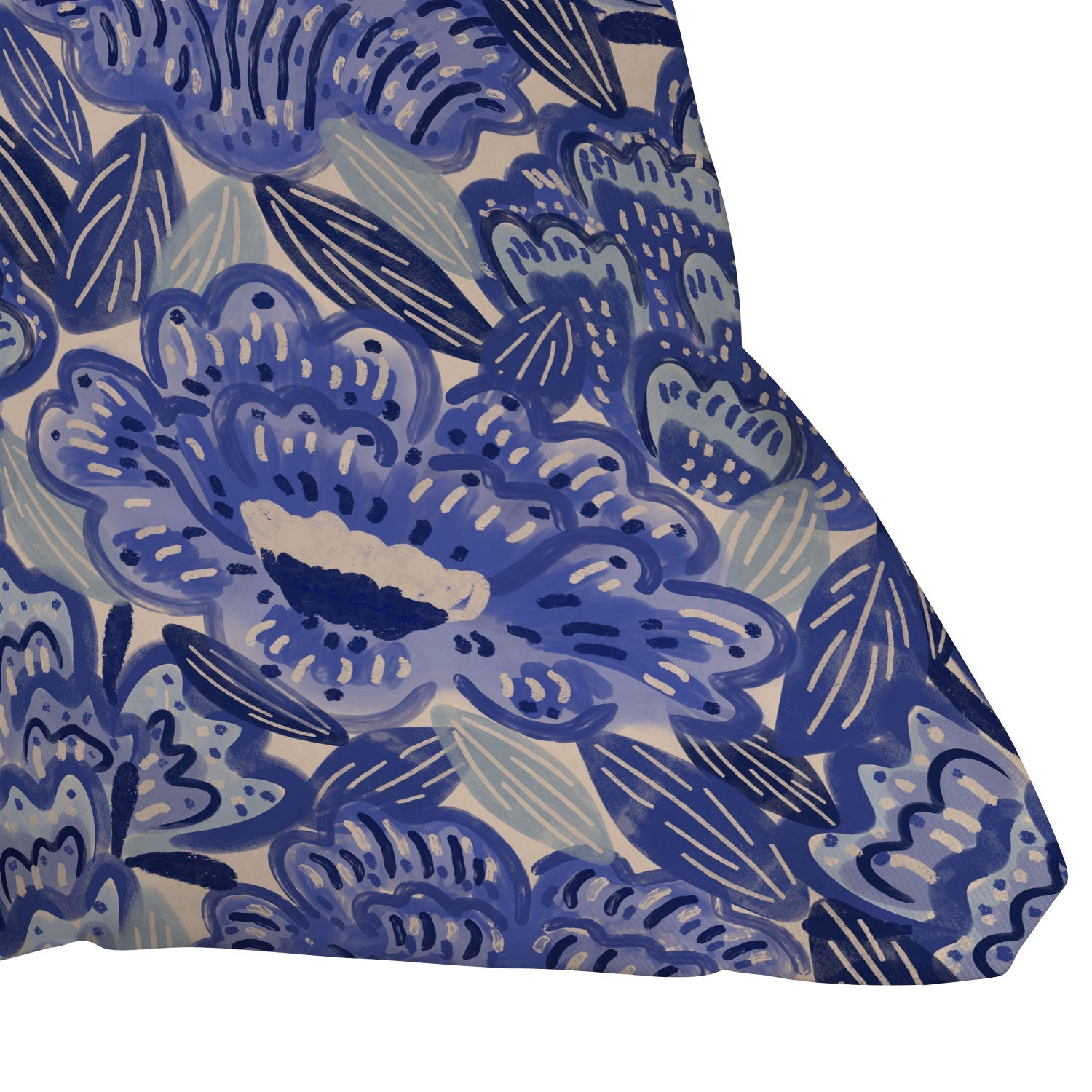 carriecantwell French Country Blue Floral Throw Pillow
