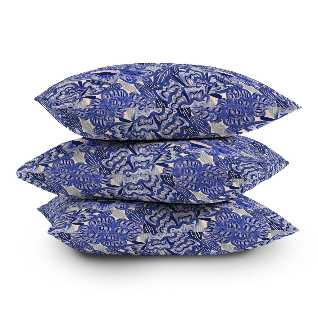 carriecantwell French Country Blue Floral Throw Pillow