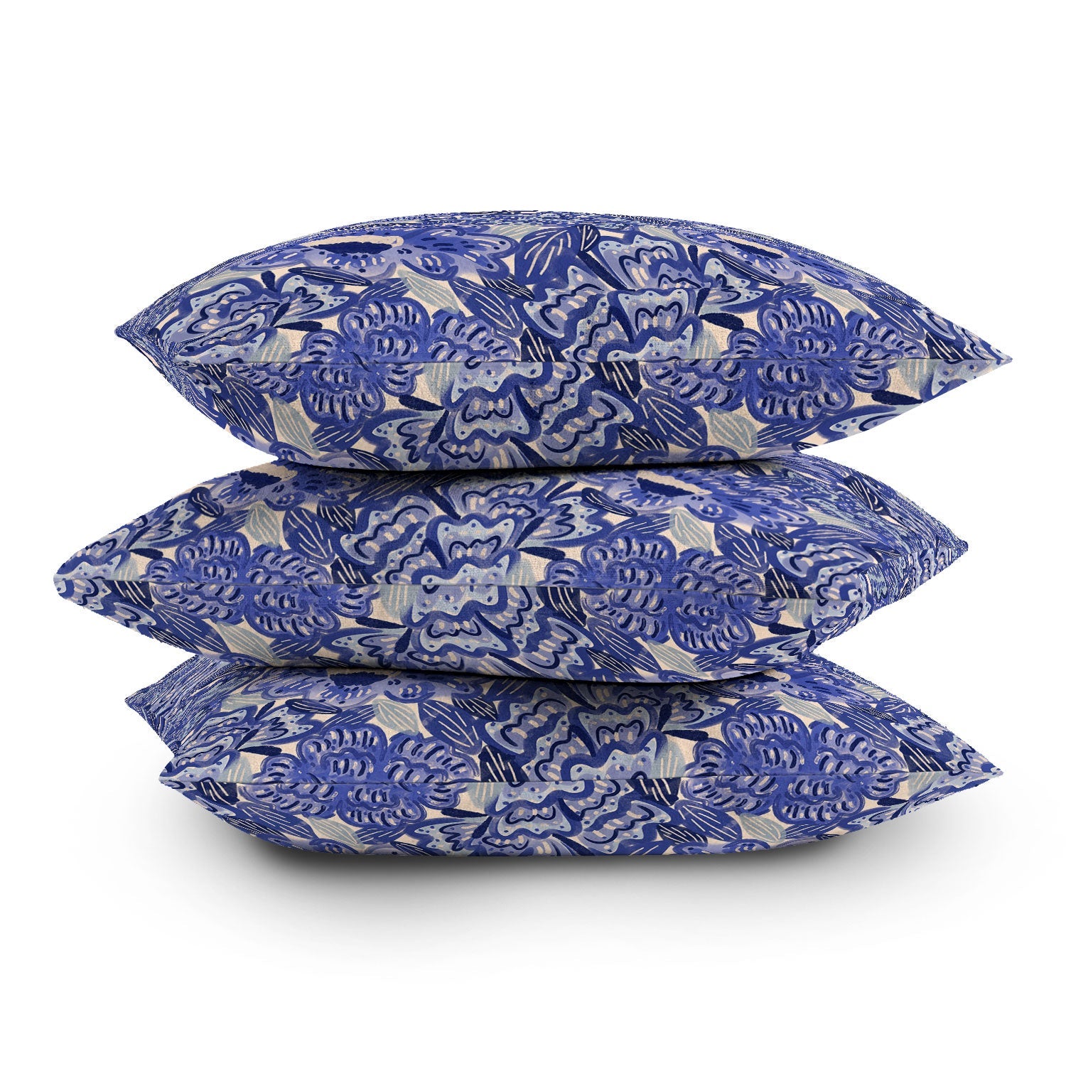carriecantwell French Country Blue Floral Throw Pillow