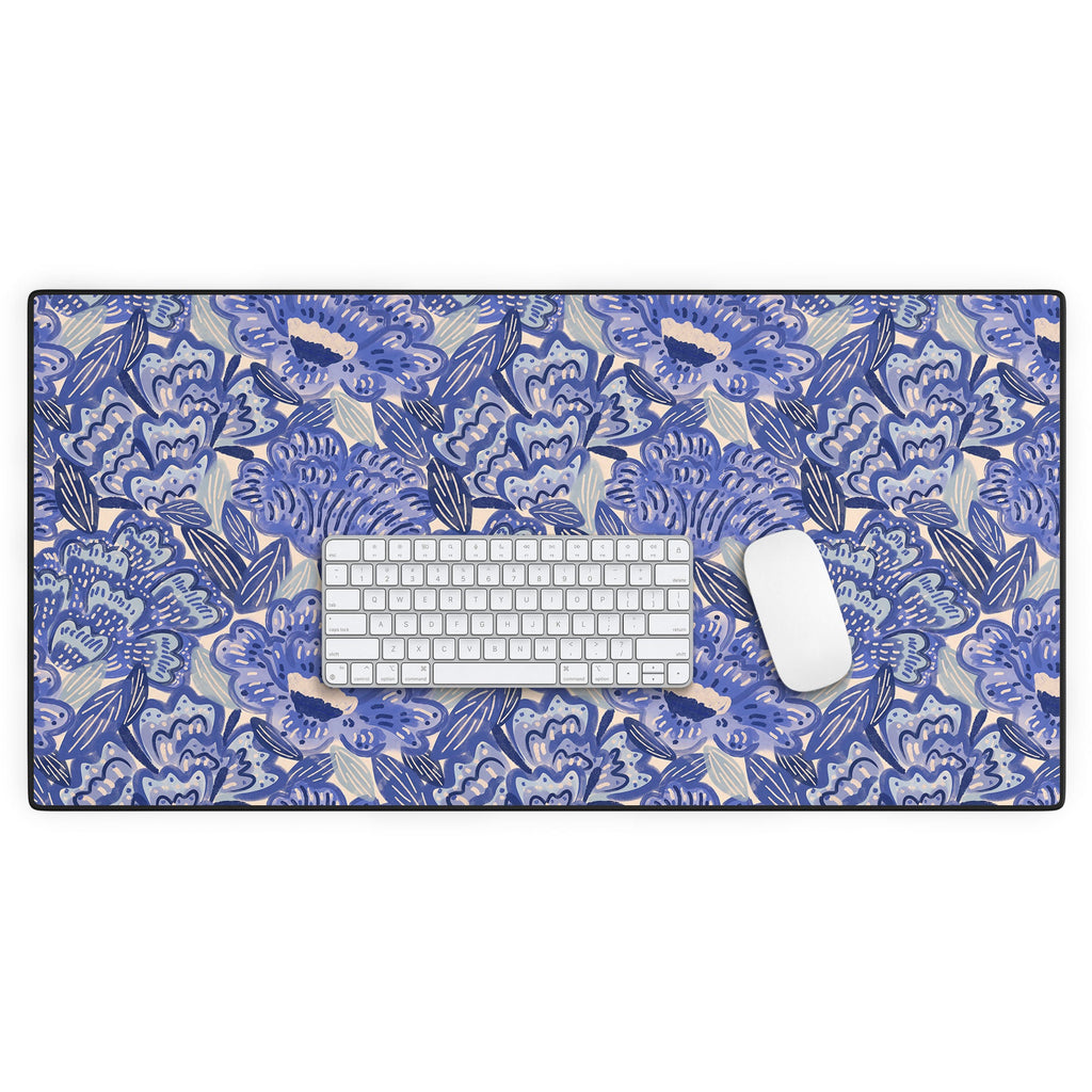 carriecantwell French Country Blue Floral Desk Mat