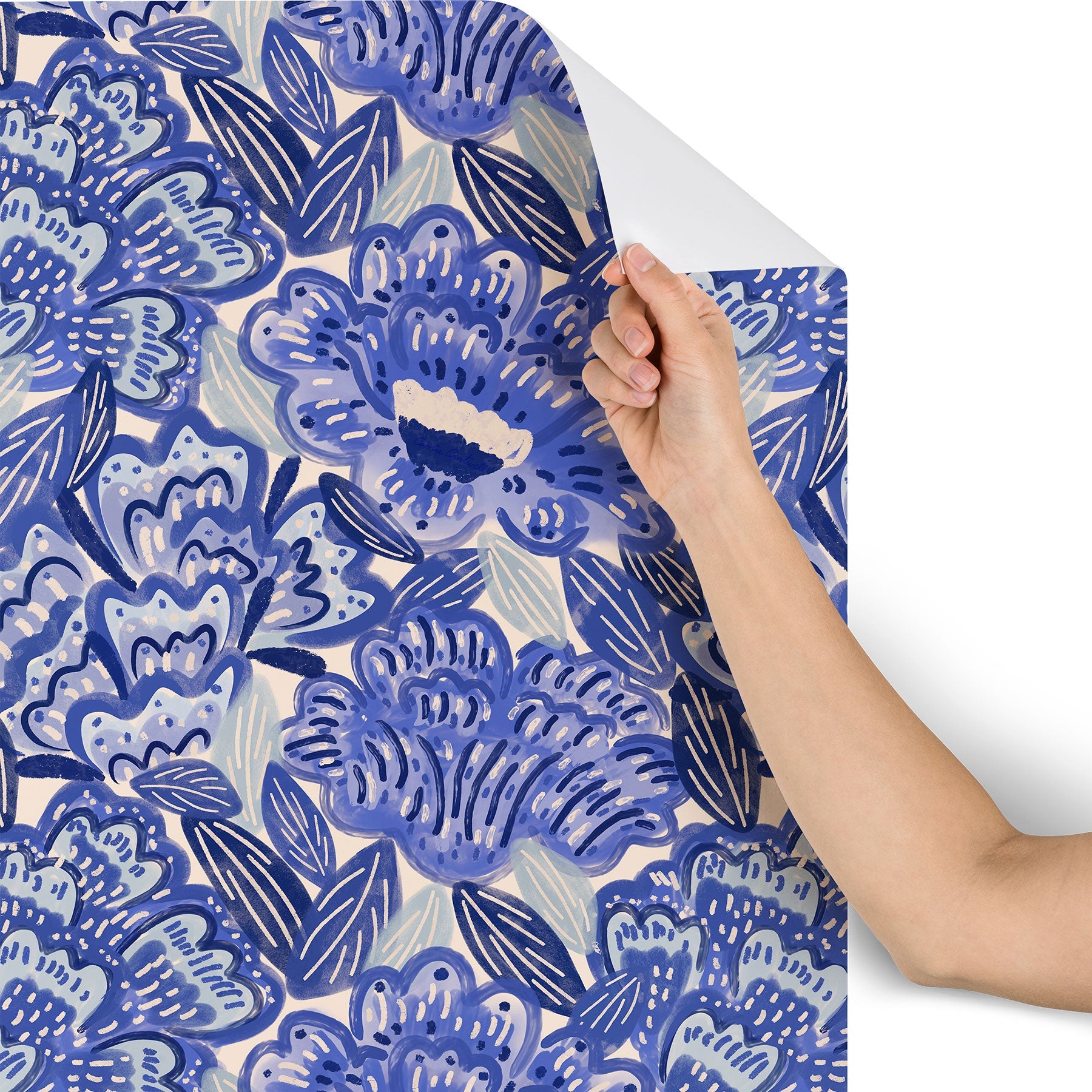 carriecantwell French Country Blue Floral Wallpaper