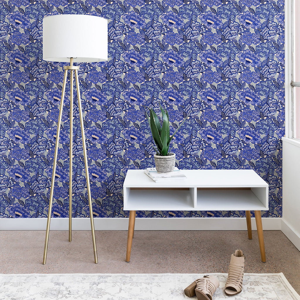 carriecantwell French Country Blue Floral Wallpaper