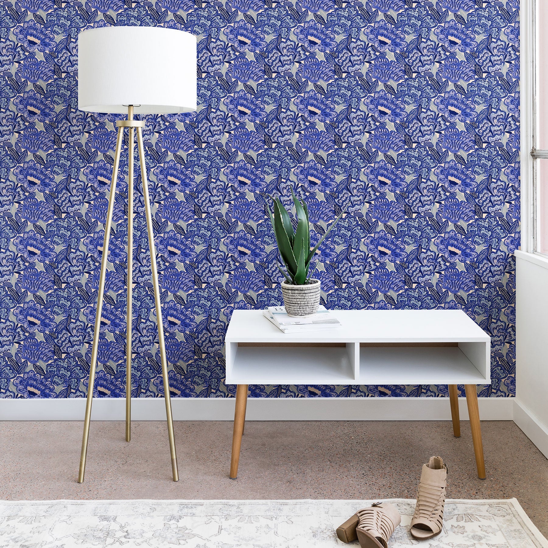 carriecantwell French Country Blue Floral Wallpaper