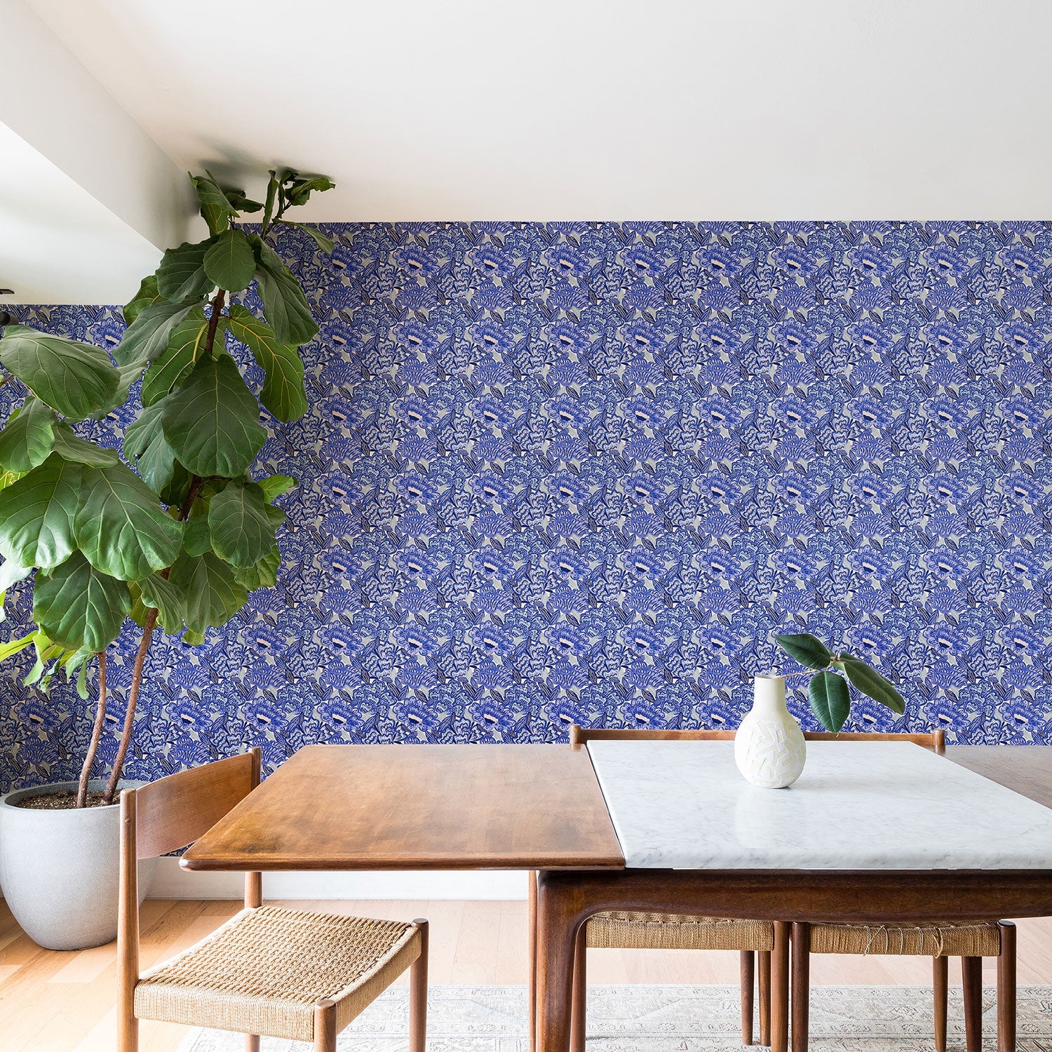 carriecantwell French Country Blue Floral Wallpaper