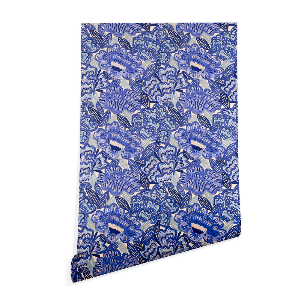 carriecantwell French Country Blue Floral Wallpaper