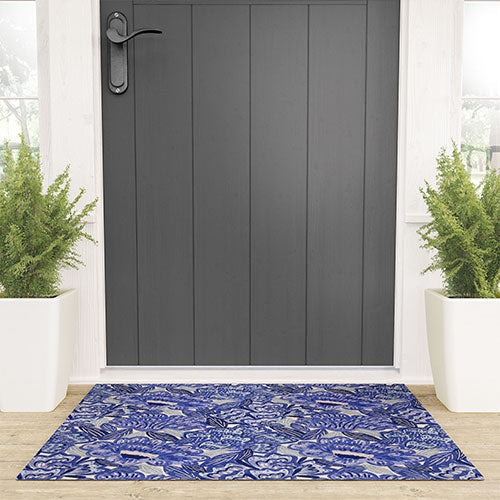 carriecantwell French Country Blue Floral Welcome Mat