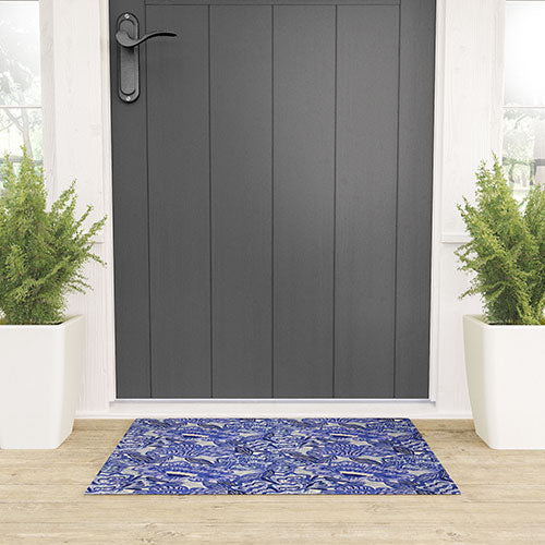 carriecantwell French Country Blue Floral Welcome Mat