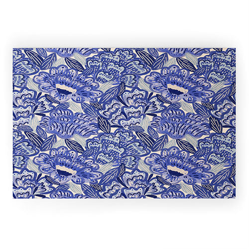 carriecantwell French Country Blue Floral Welcome Mat