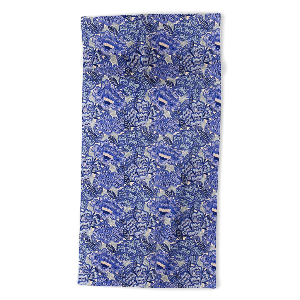 carriecantwell French Country Blue Floral Beach Towel