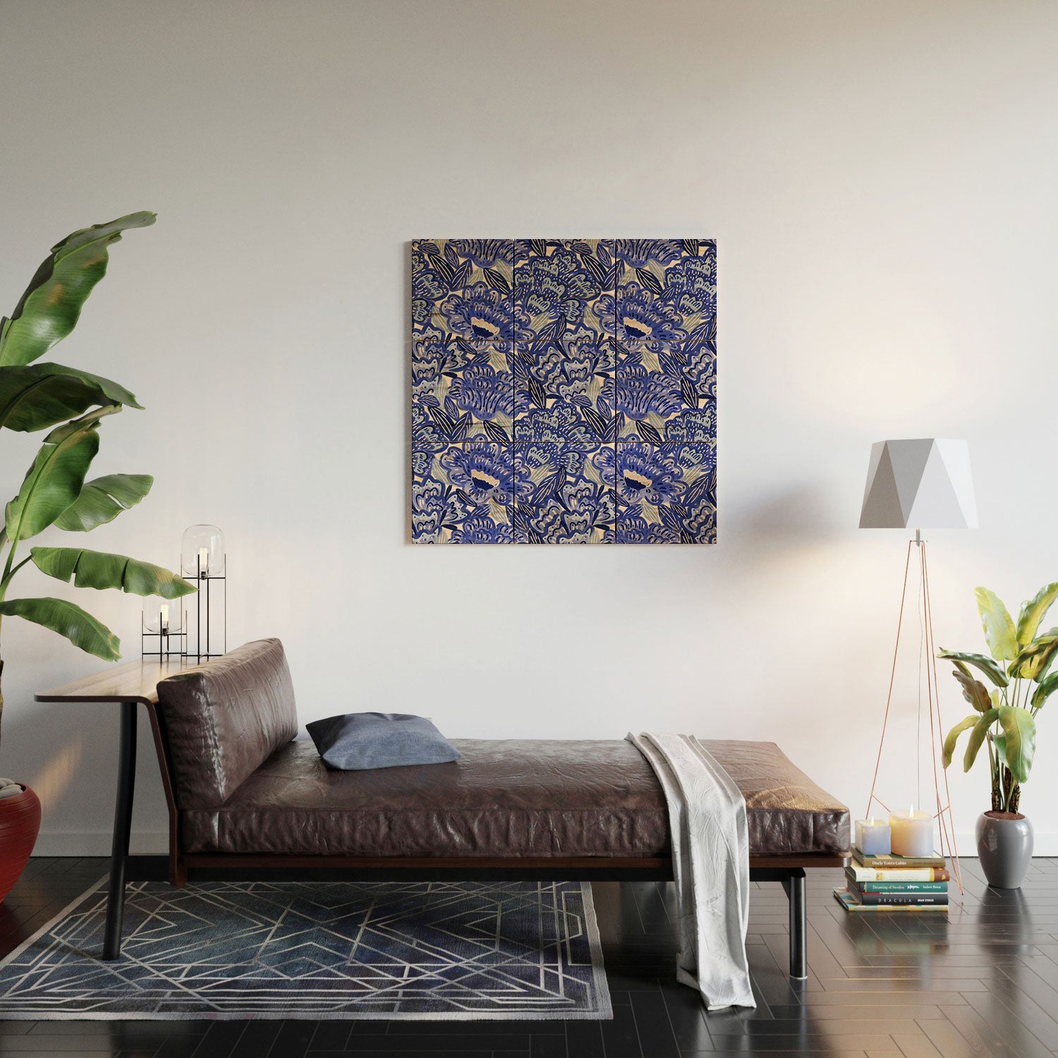 carriecantwell French Country Blue Floral Wood Wall Mural