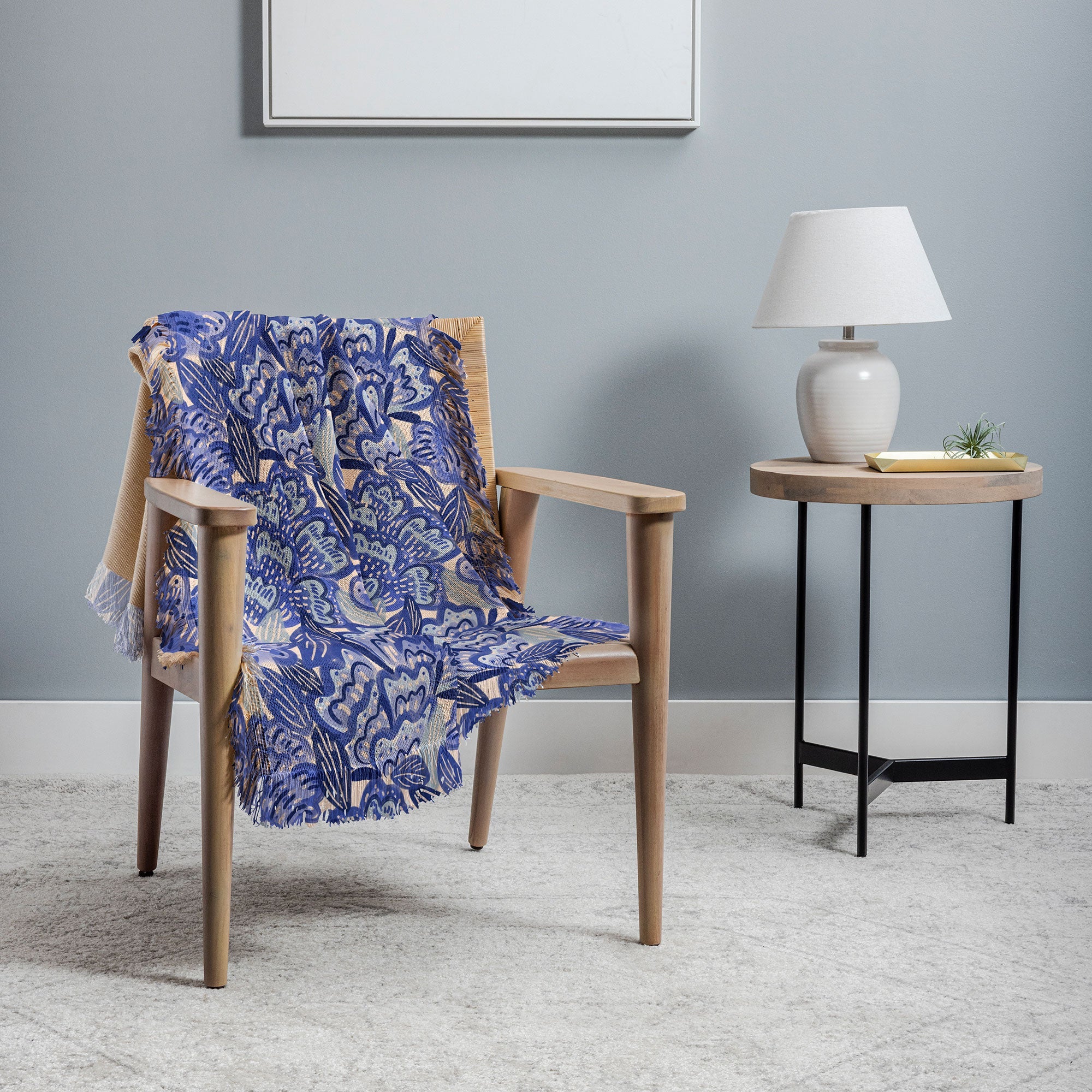 carriecantwell French Country Blue Floral Throw Blanket