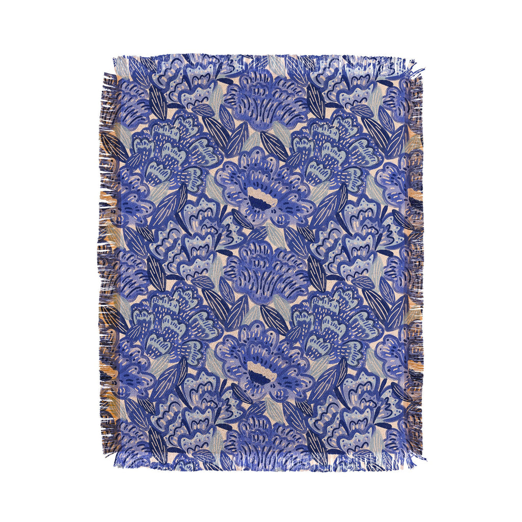 carriecantwell French Country Blue Floral Throw Blanket
