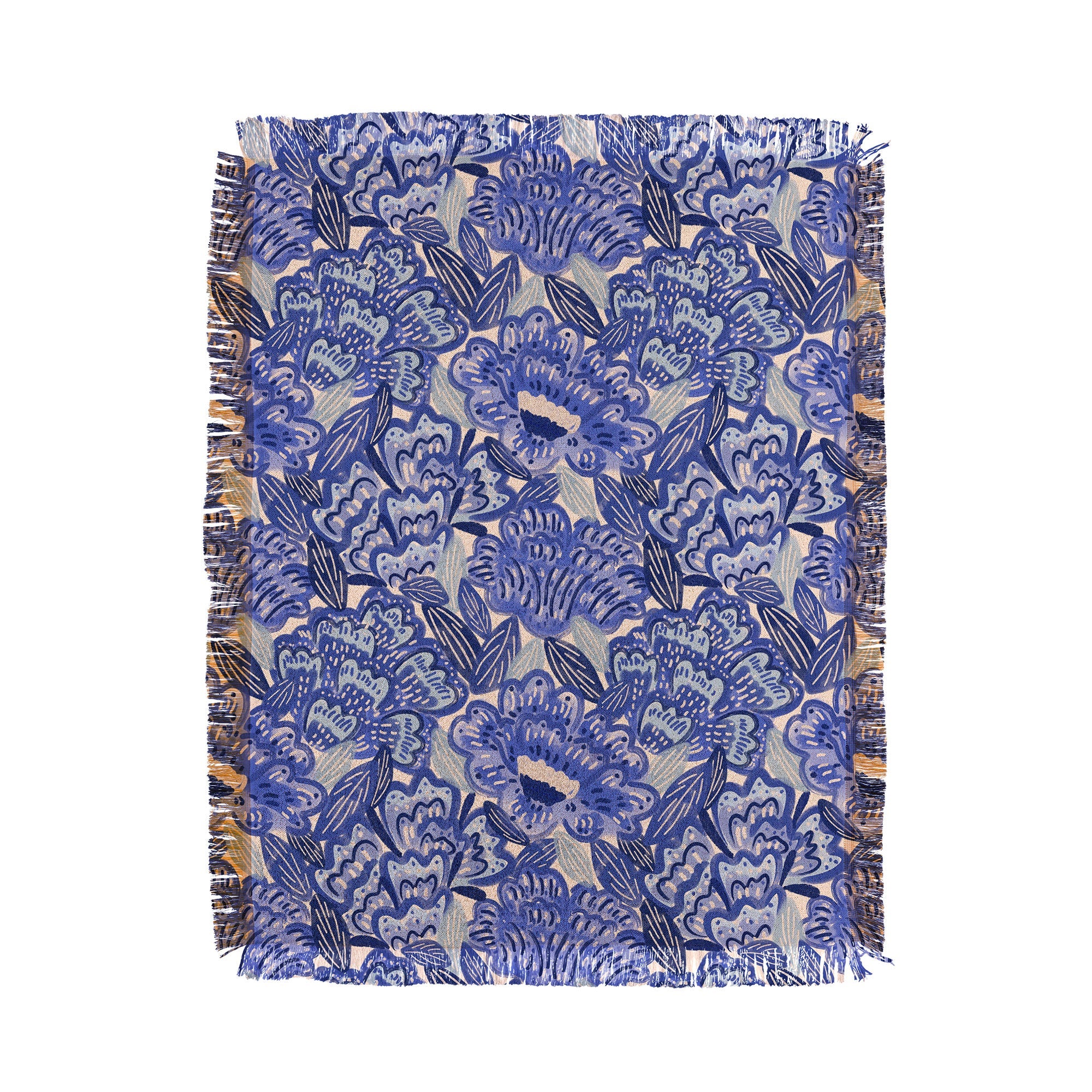 carriecantwell French Country Blue Floral Throw Blanket