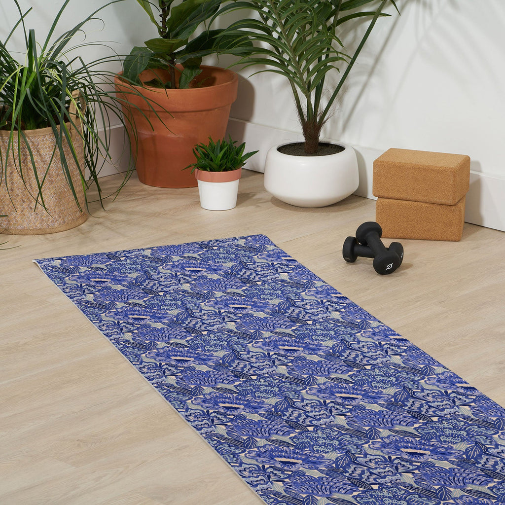 carriecantwell French Country Blue Floral Yoga Mat