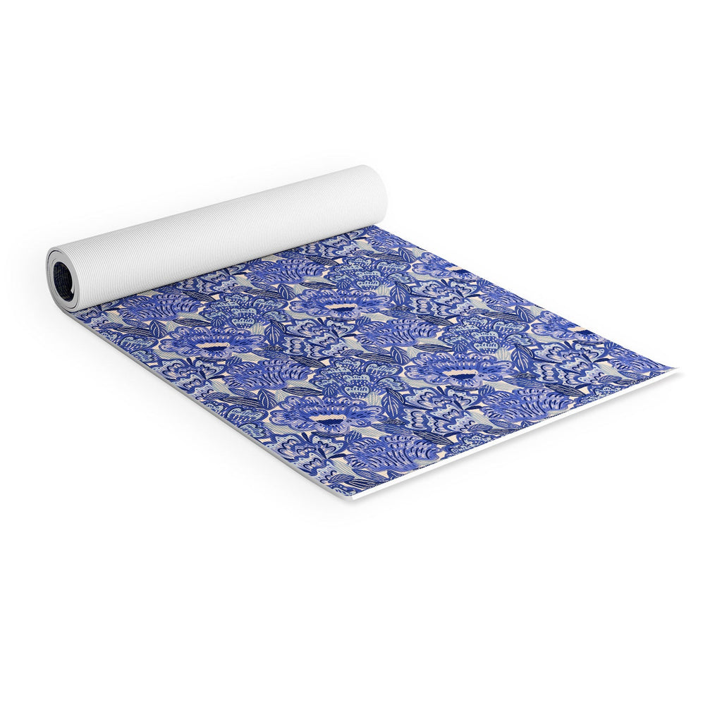 carriecantwell French Country Blue Floral Yoga Mat
