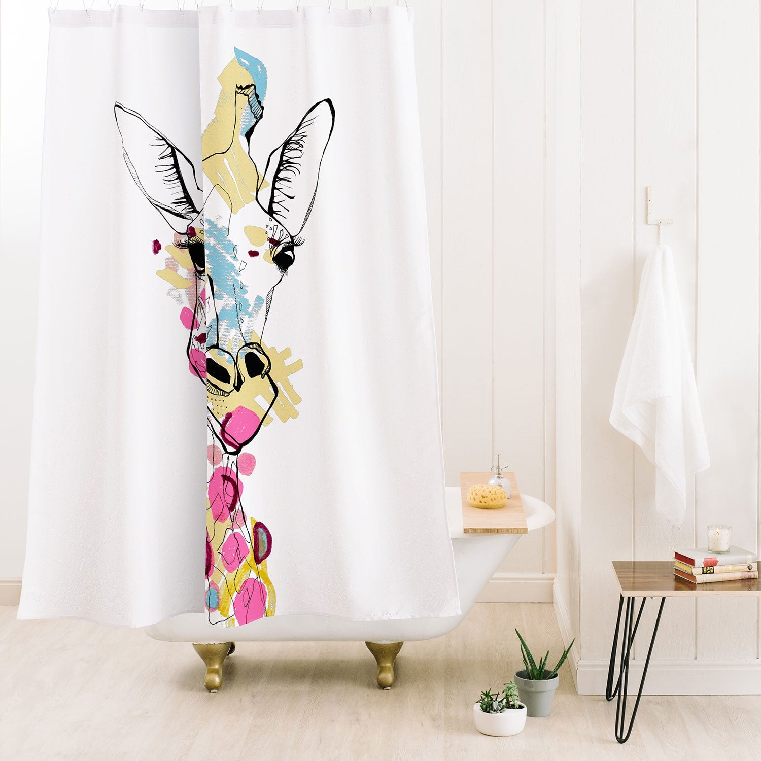 Casey Rogers Giraffe Color Shower Curtain