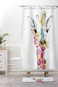 Casey Rogers Giraffe Color Shower Curtain And Mat