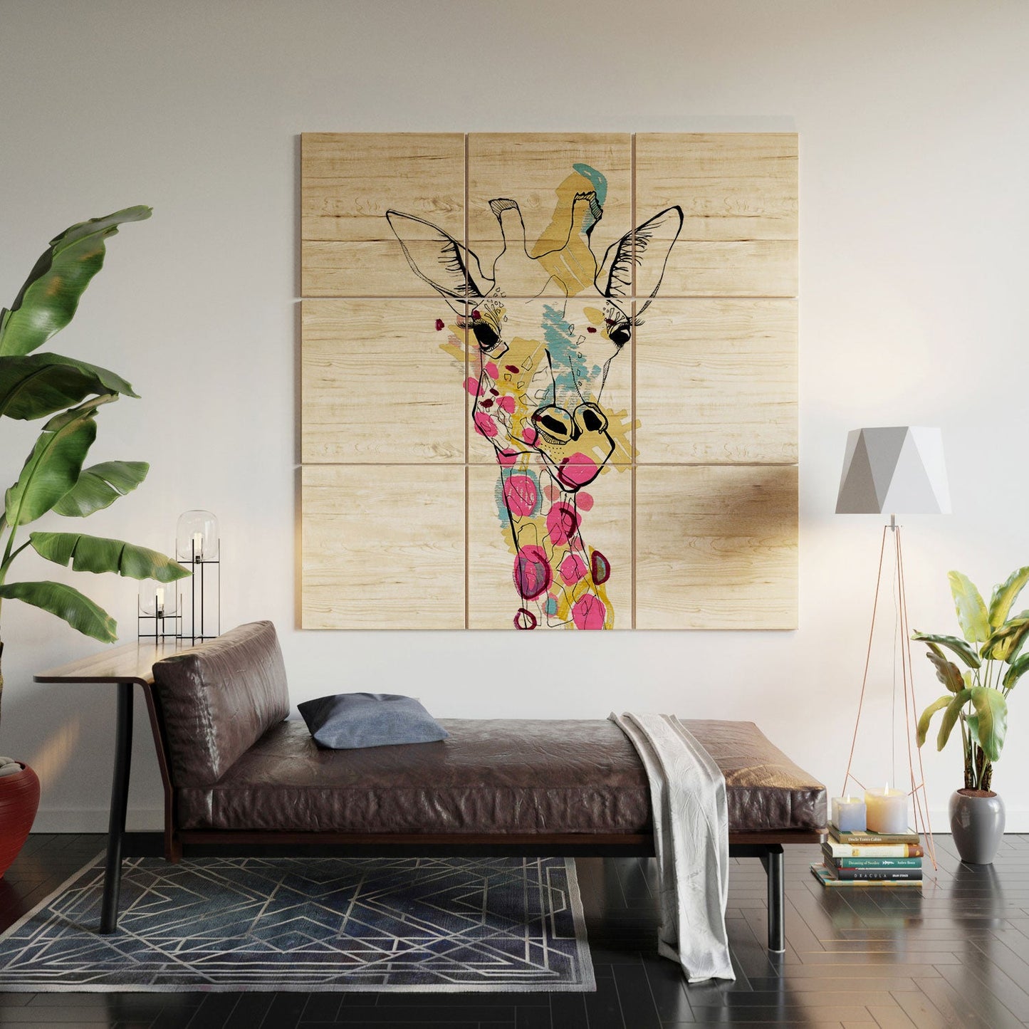 Casey Rogers Giraffe Color Wood Wall Mural