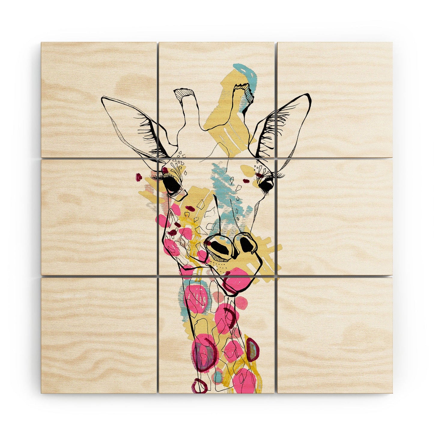 Casey Rogers Giraffe Color Wood Wall Mural