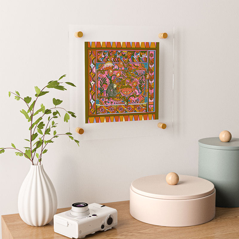 Cassidy Rae Marietta Deco Pink Protea Floating Acrylic Print