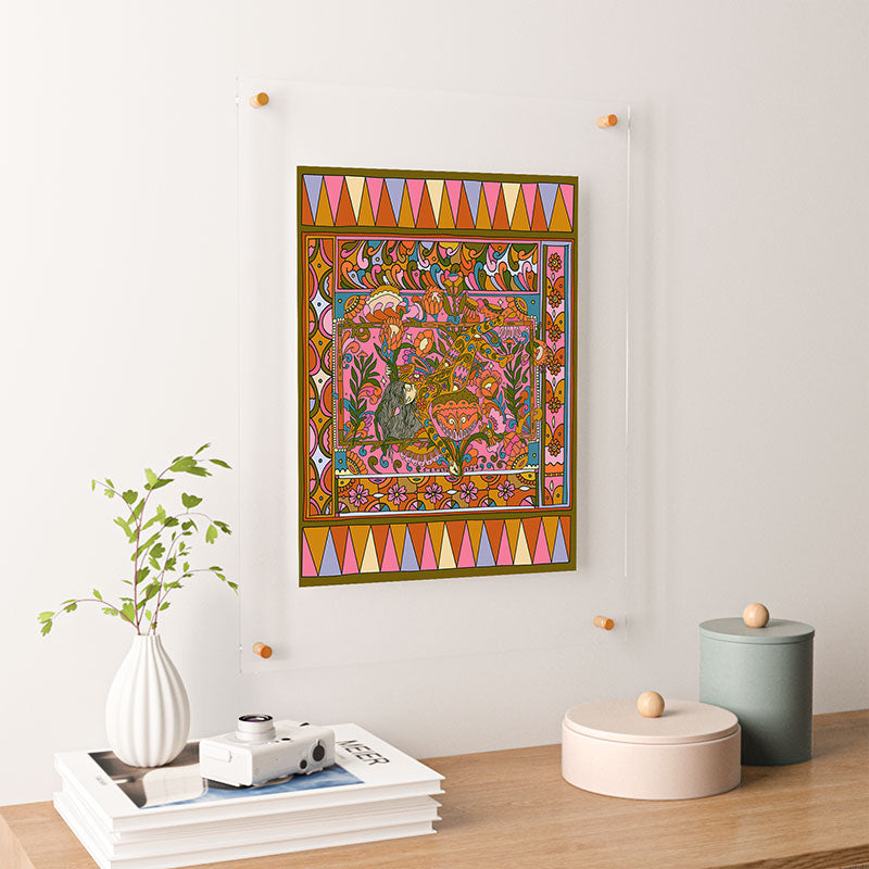 Cassidy Rae Marietta Deco Pink Protea Floating Acrylic Print