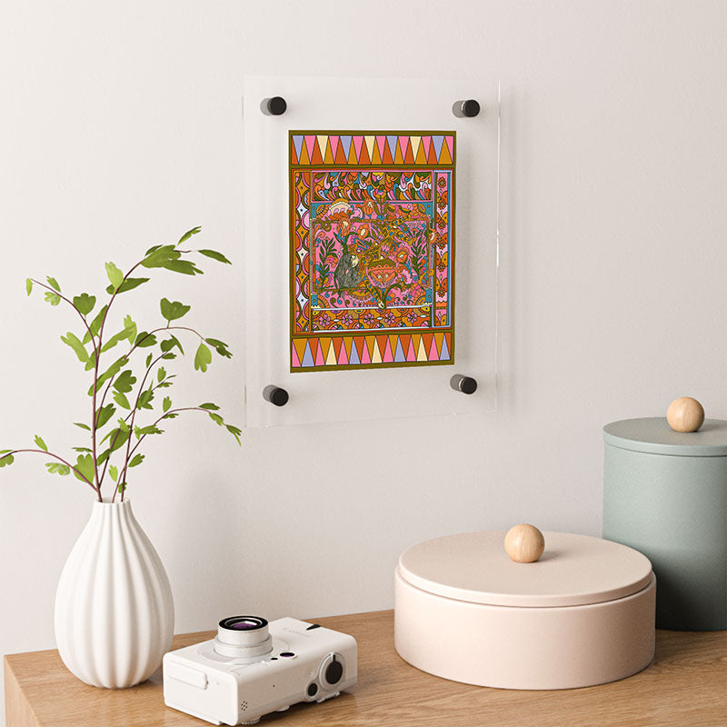 Cassidy Rae Marietta Deco Pink Protea Floating Acrylic Print