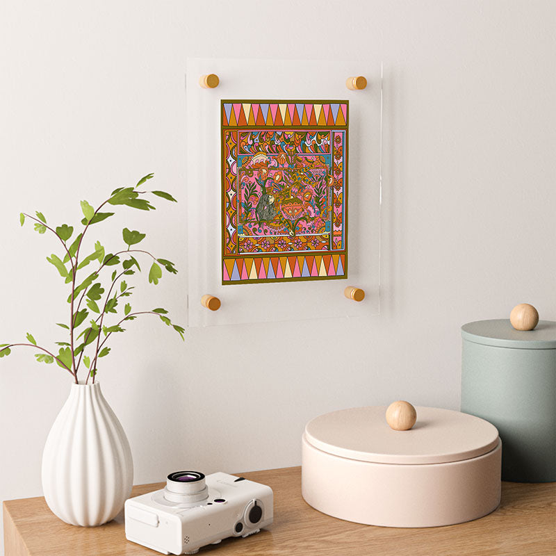 Cassidy Rae Marietta Deco Pink Protea Floating Acrylic Print