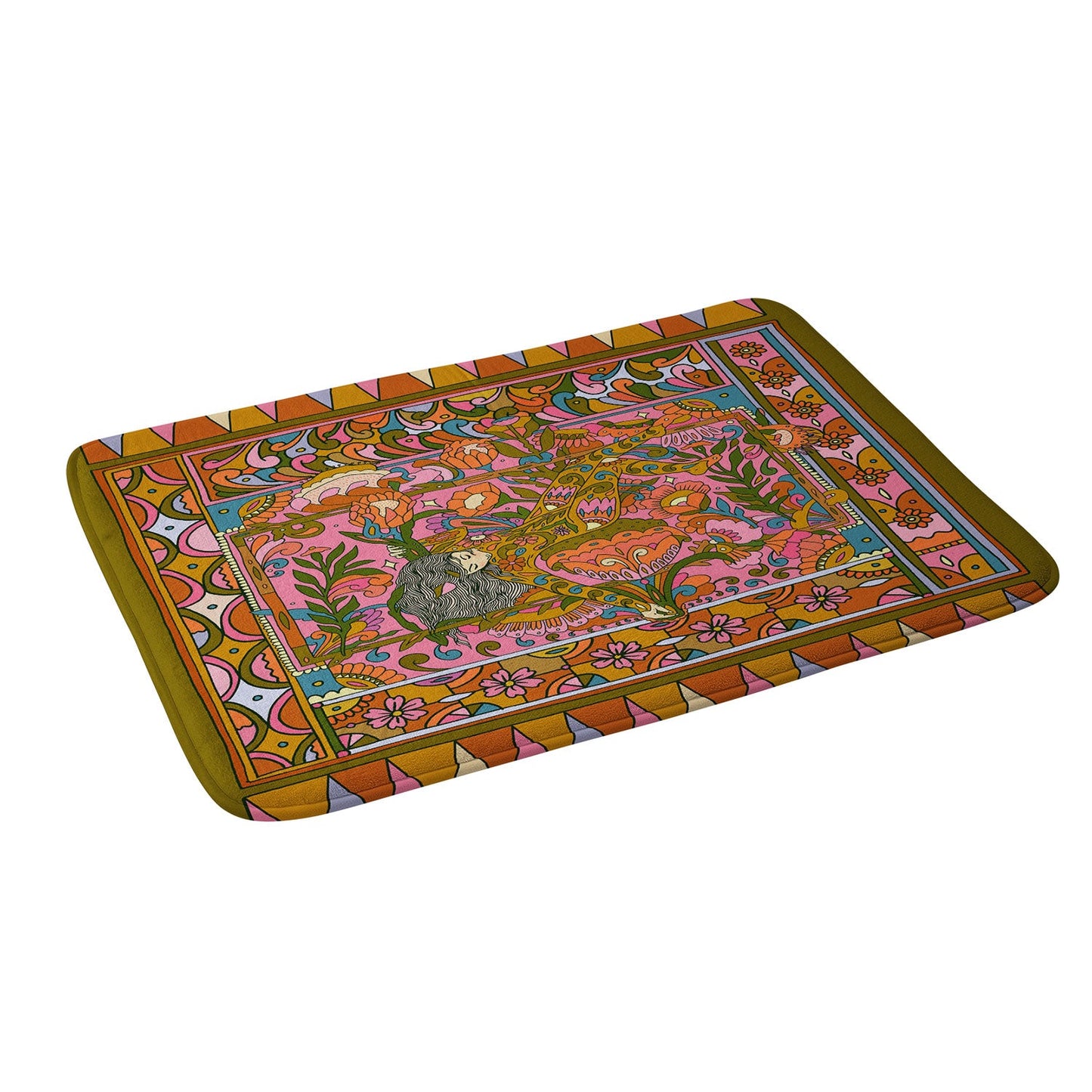 Cassidy Rae Marietta Deco Pink Protea Memory Foam Bath Mat
