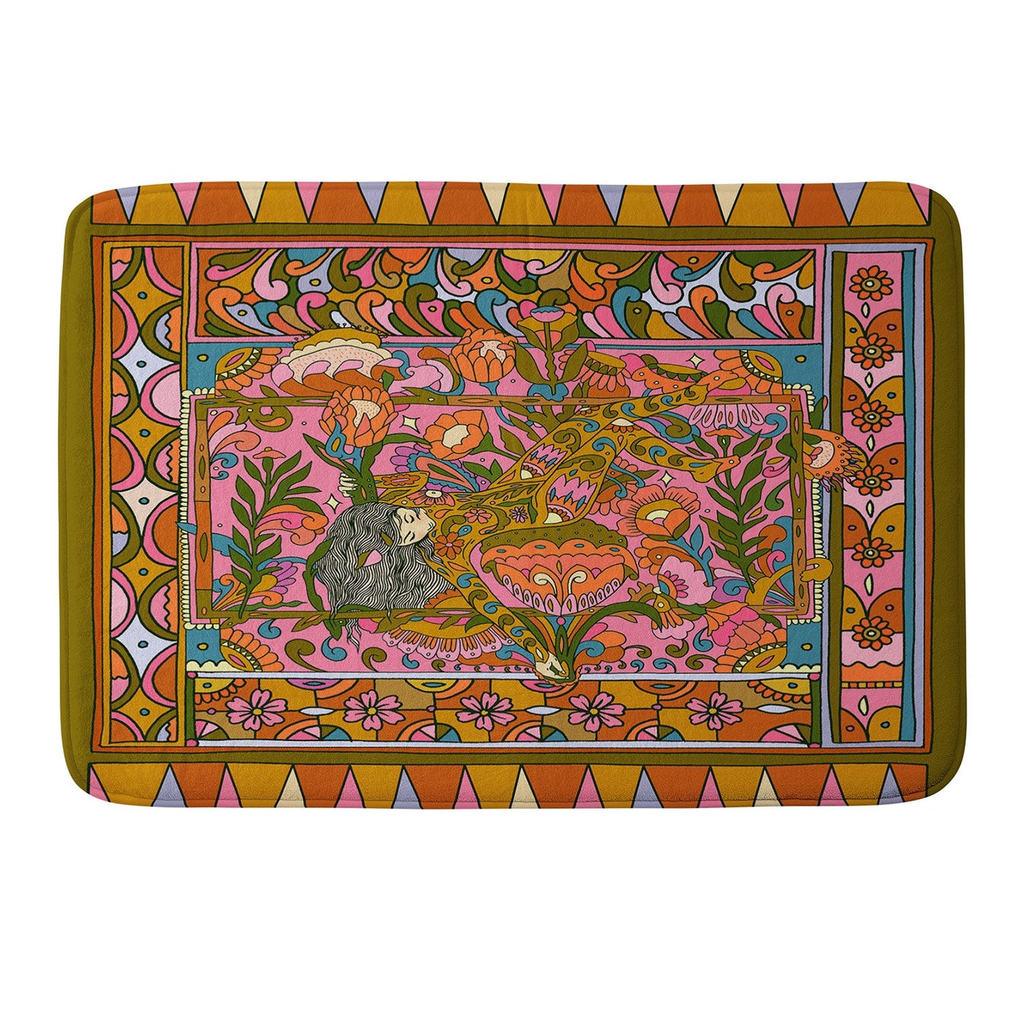 Cassidy Rae Marietta Deco Pink Protea Memory Foam Bath Mat