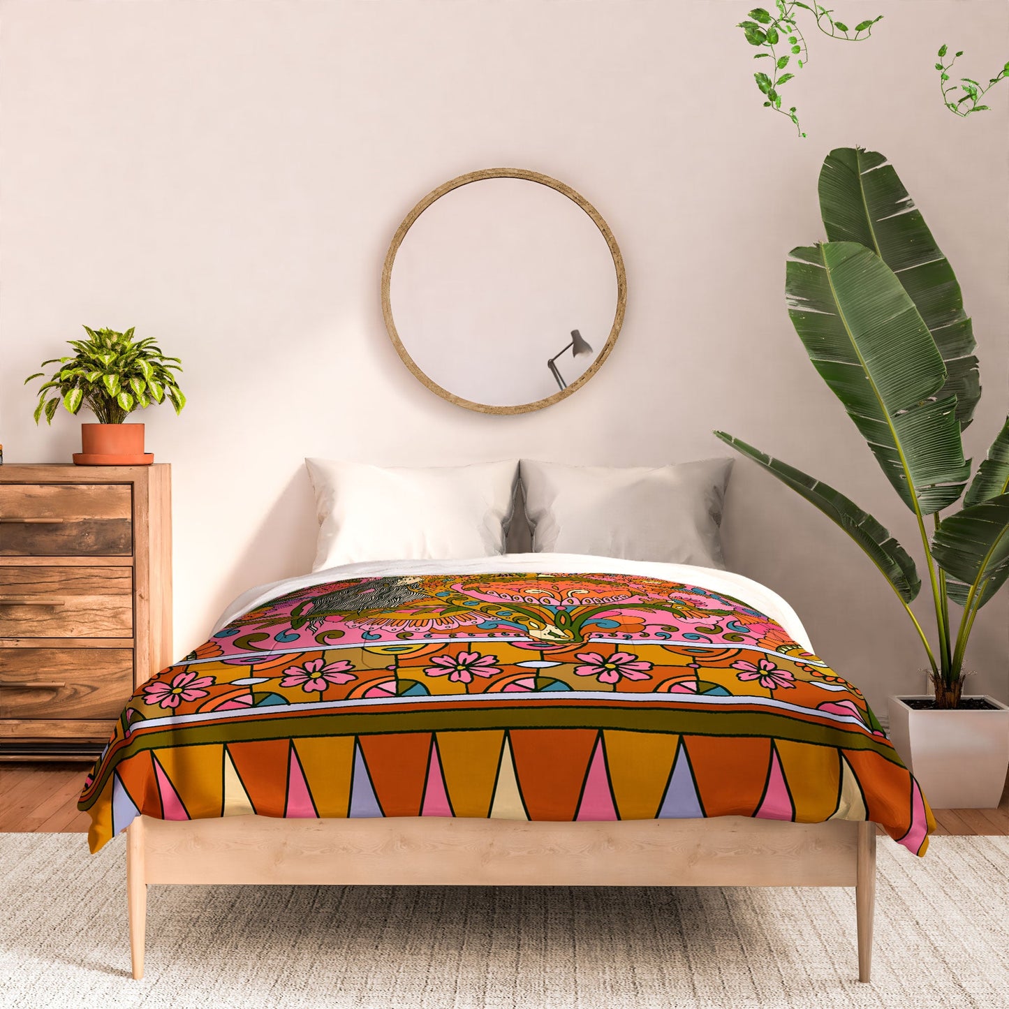Cassidy Rae Marietta Deco Pink Protea Comforter