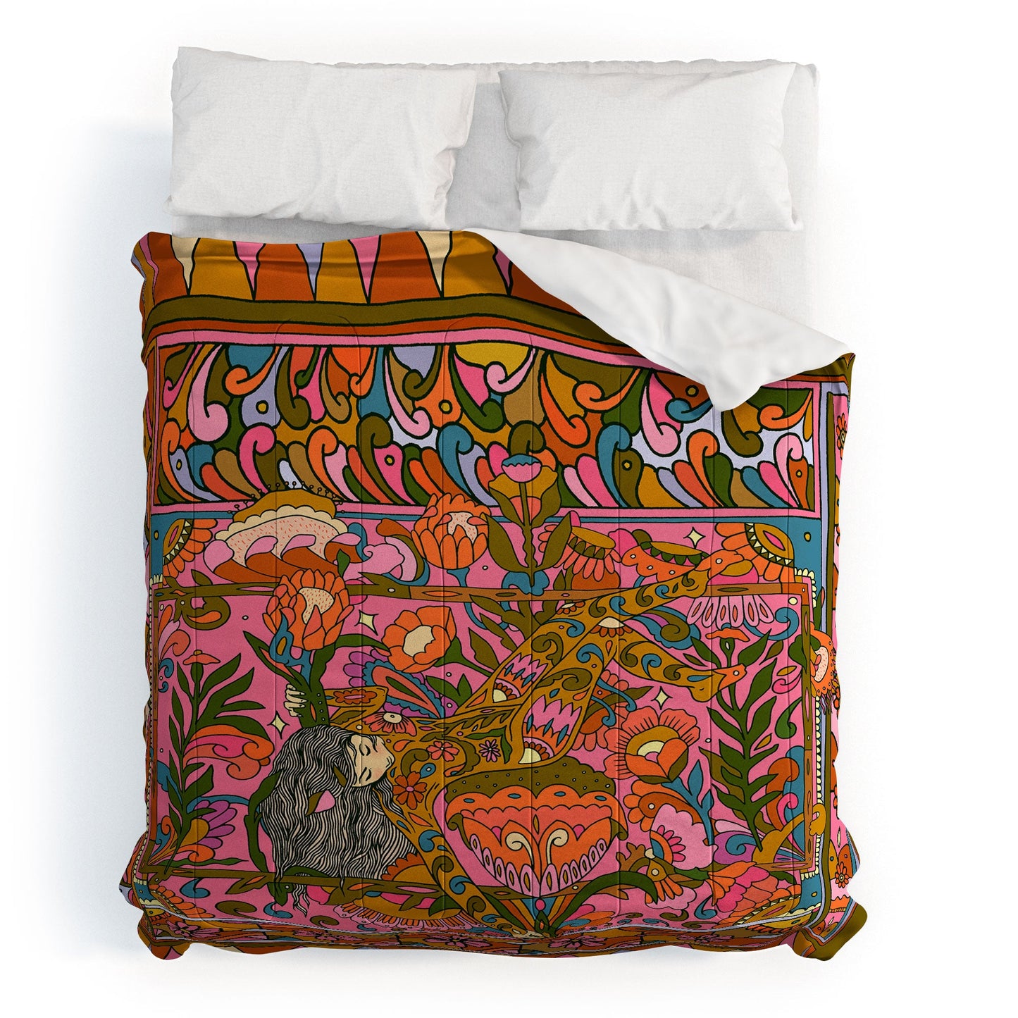 Cassidy Rae Marietta Deco Pink Protea Comforter