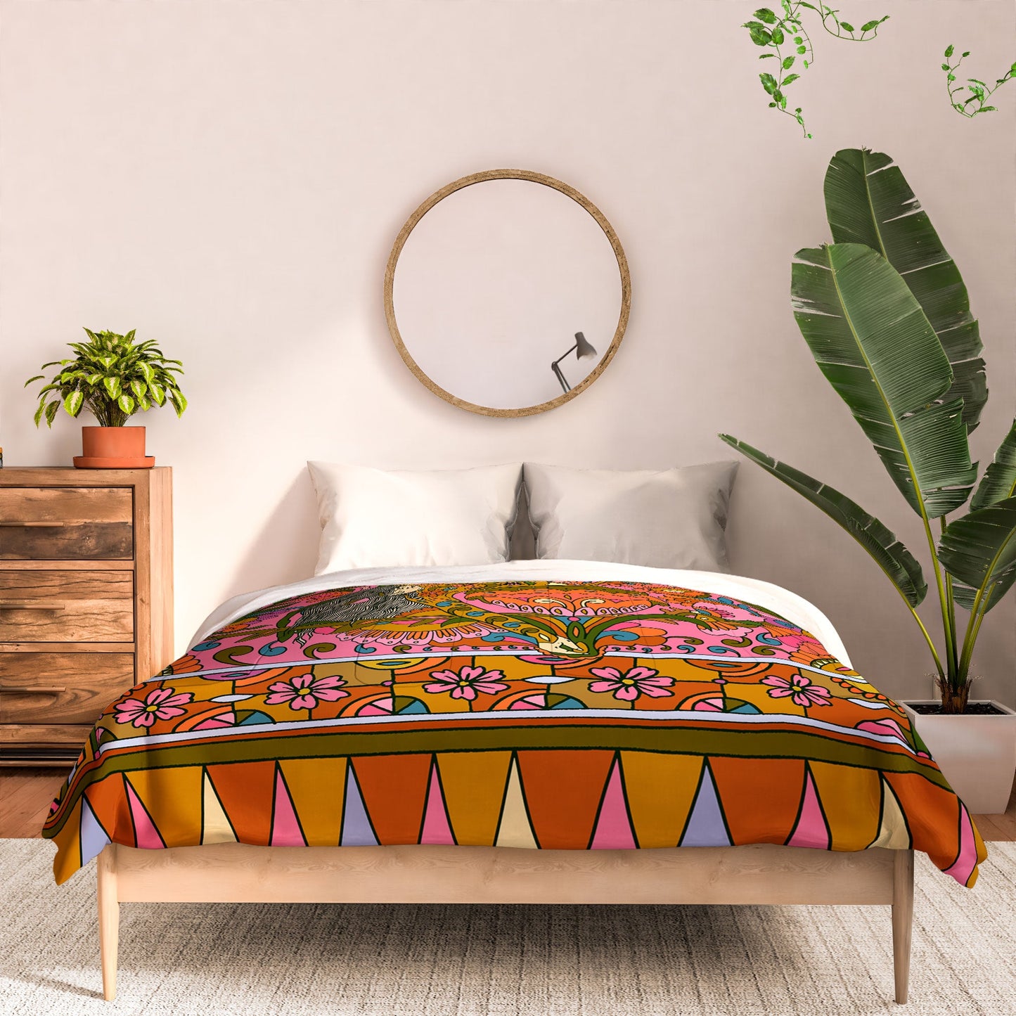 Cassidy Rae Marietta Deco Pink Protea Comforter