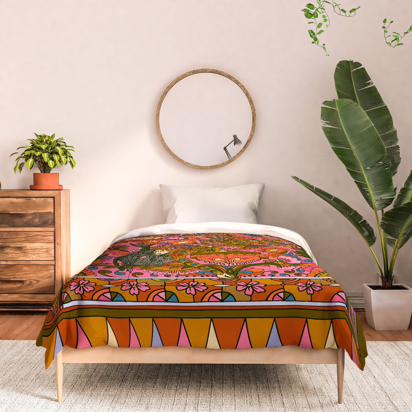 Cassidy Rae Marietta Deco Pink Protea Comforter