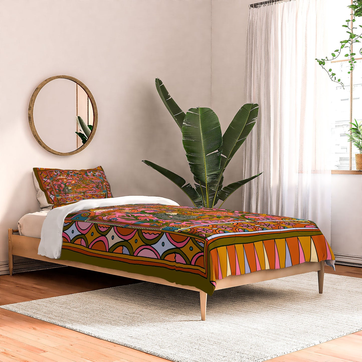 Cassidy Rae Marietta Deco Pink Protea Comforter